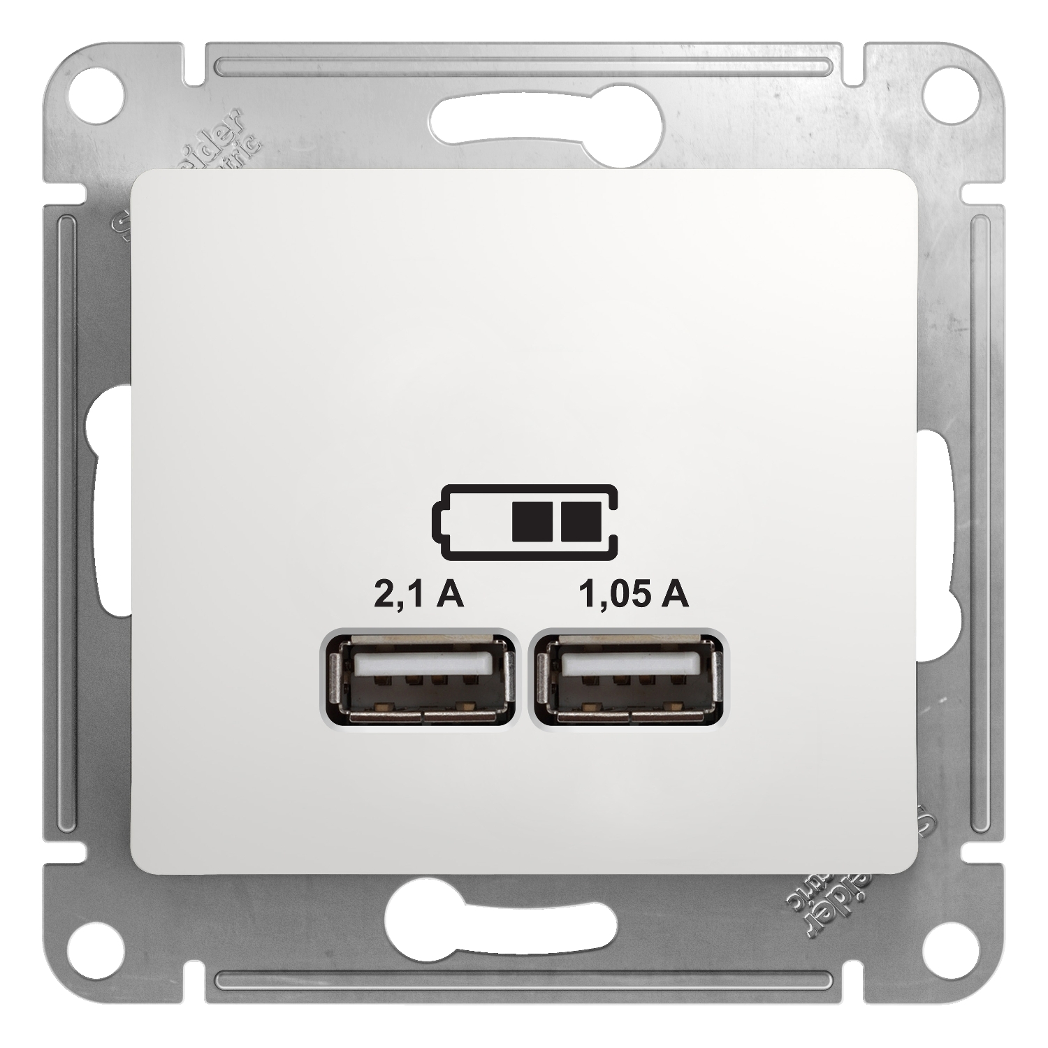 Розетка USB 2гн 1050мА с/у бел механизм Glossa Schneider Electric  (1) 